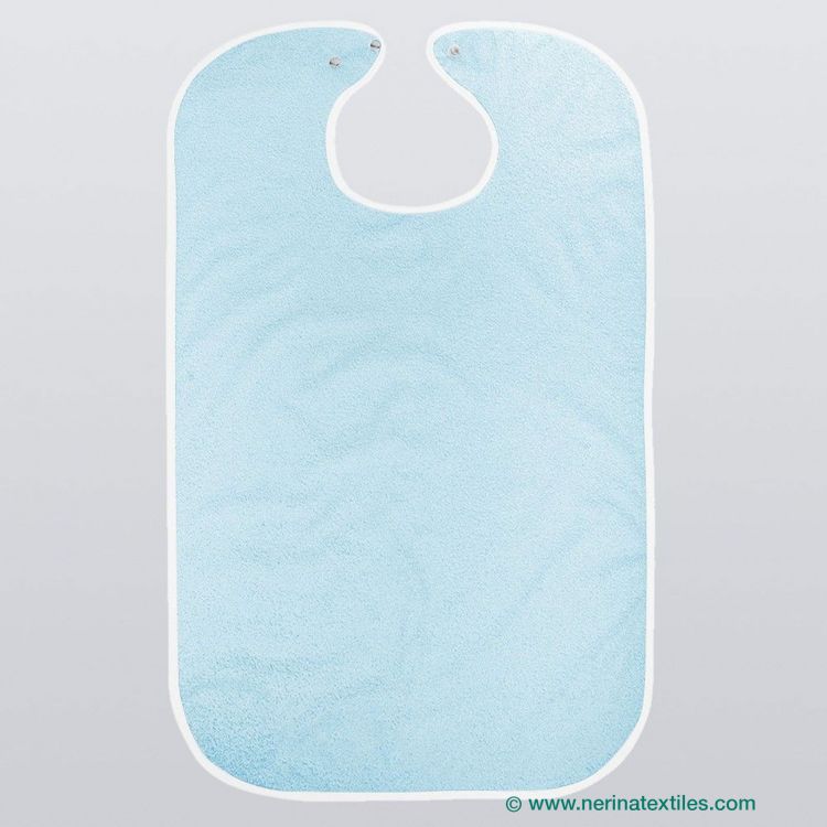 Babero para adulto Rizo/PVC Sanitario azul 50x80 con corchetes