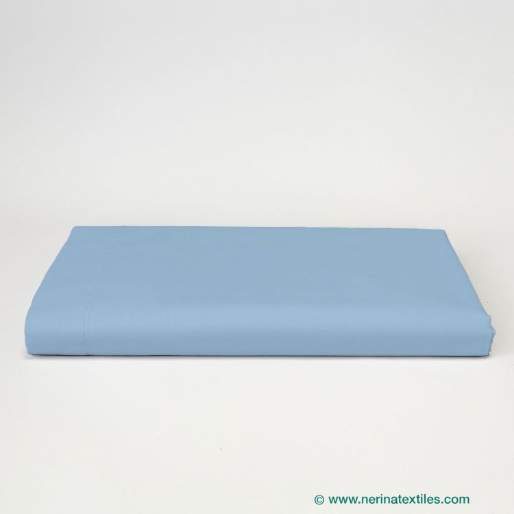 Sábana encimera sanitaria celeste percal Poliéster-Algodón de 150 hilos