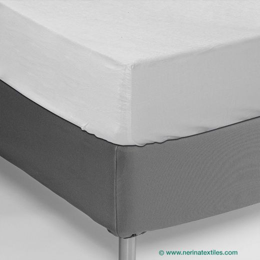 Sábana bajera ajustable blanca percal Algodón de 150 hilos