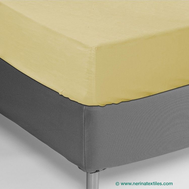 Sábana bajera ajustable amarilla percal Poliéster-Algodón de 150 hilos