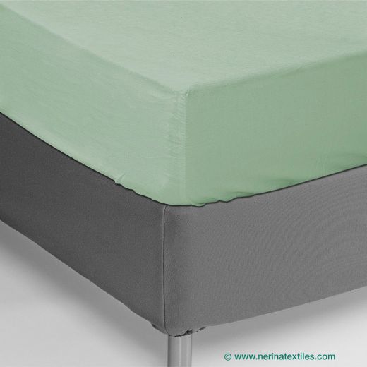 Sábana bajera ajustable verde percal Poliéster-Algodón de 150 hilos