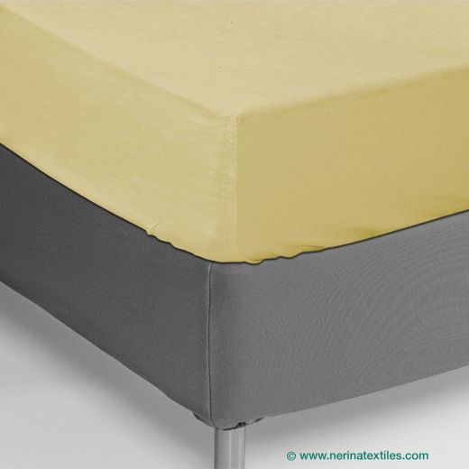 Sábana bajera ajustable amarilla percal Poliéster-Algodón de 150 hilos