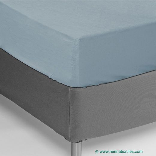 Sábana bajera ajustable azul percal Poliéster-Algodón de 150 hilos