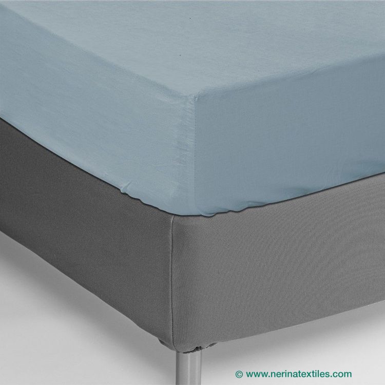 Sábana bajera ajustable azul percal Poliéster-Algodón de 150 hilos