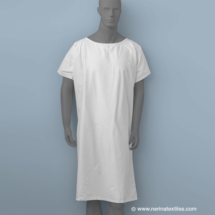 Bata paciente hospital blanca manga corta