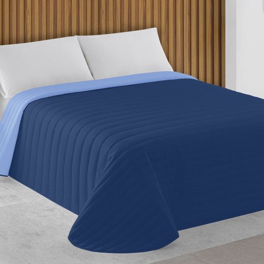 Colcha Bouti Bicolor azul marino y celeste sanidad