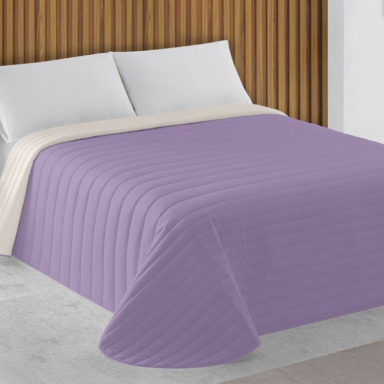 Colcha Bouti Bicolor violeta y piedra