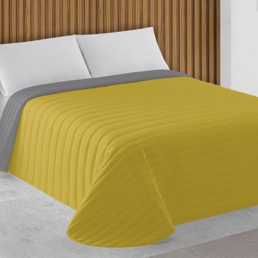 Colcha Bouti Bicolor mostaza y gris sanidad