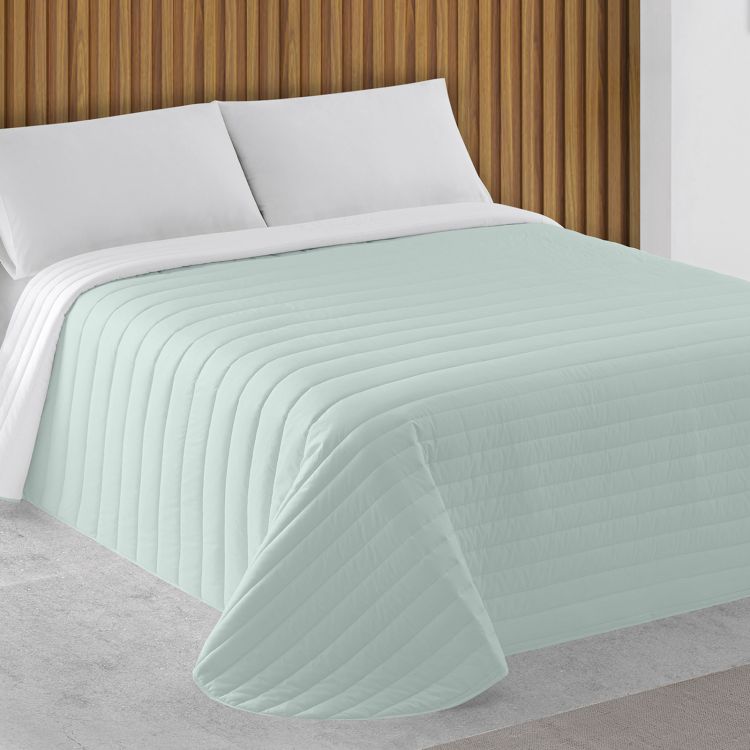 Colcha Bouti Bicolor verde turquesa y blanco