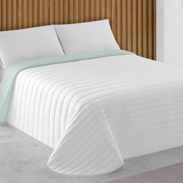 Colcha Bouti Bicolor verde turquesa y blanco sanidad