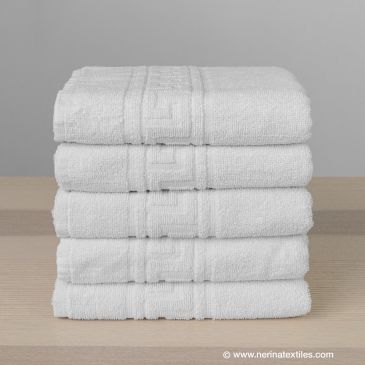 Toalla lavabo hotel Greca blanca 50x100 cm algodón reciclado 450 gramos