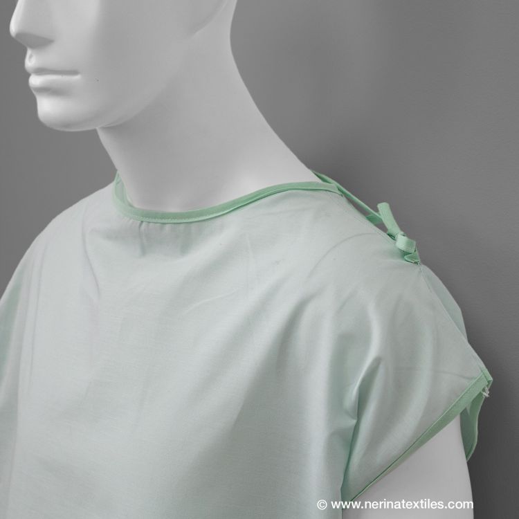 Bata paciente hospital verde sin mangas