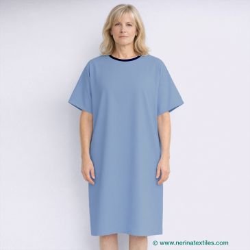 Bata paciente hospital Celeste manga corta Talla XXL