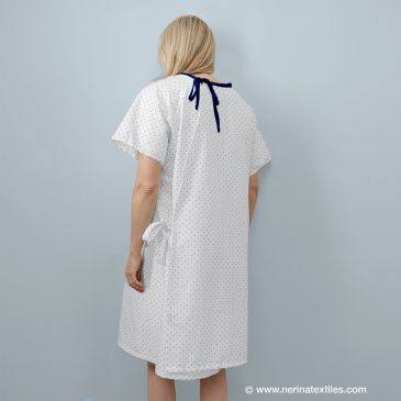 Bata paciente hospital Topos Azules manga corta Talla XXL