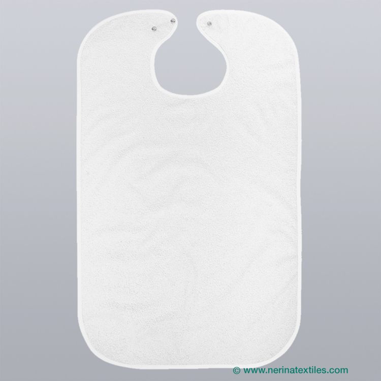 Babero para adulto Rizo/PVC Sanitario blanco 50x85 con corchetes