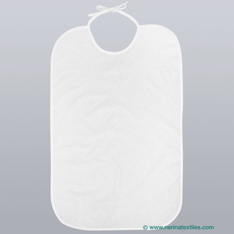 Babero para adulto Rizo/PVC Sanitario blanco 50x85 con lazo