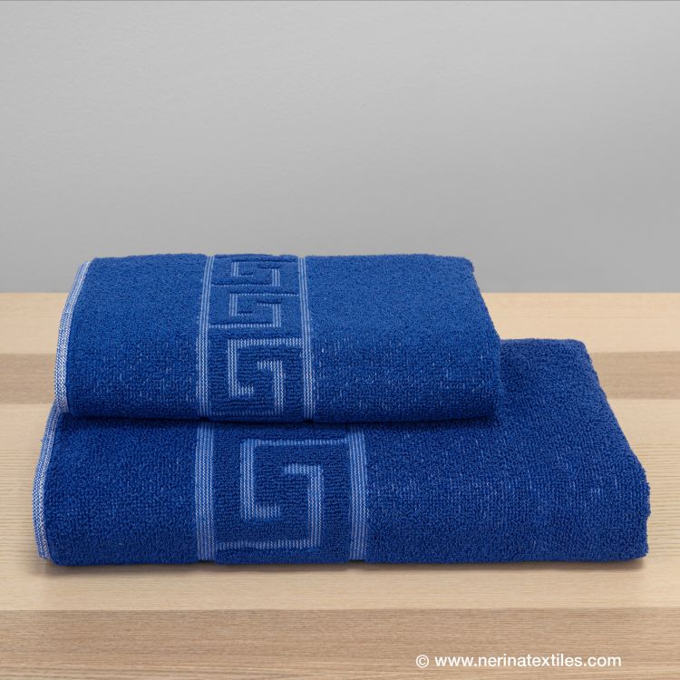 Toalla lavabo hotel Greca azul 50x100 cm 450 gramos