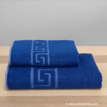 Toalla lavabo hotel Greca azul 50x100 cm 450 gramos