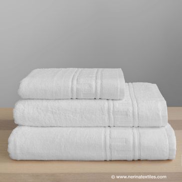 Toalla baño hotel Greca Ondas blanca 100x150 cm 450 gramos