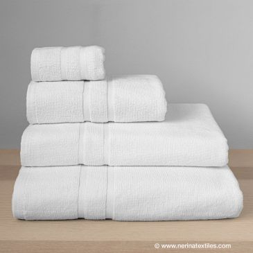 Toalla baño hotel Rayas blanca 100x150 cm 450 gramos