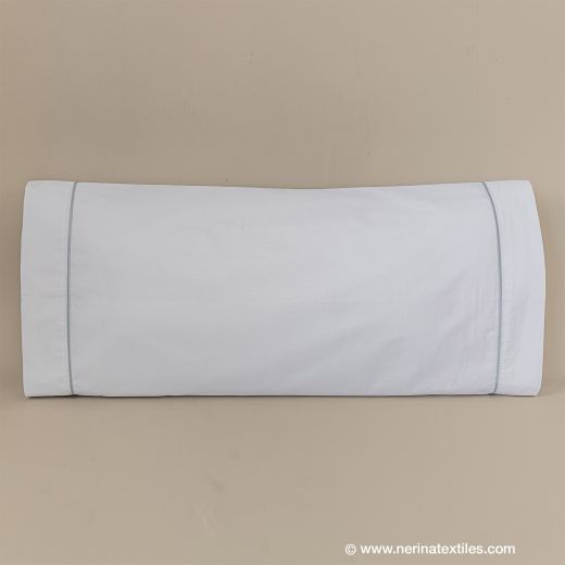 Funda almohada blanca con ribete gris Poliéster-Algodón...